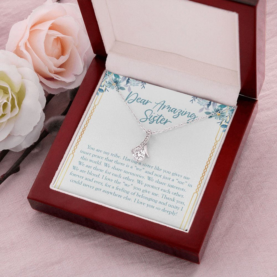 "You Are My Tribe" Amazing Sister Necklace Gift From Sis Brother Alluring Beauty Pendant Jewelry Box Birthday Christmas Thanksgiving