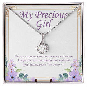 "Courageous And Strong Woman" Precious Girl Necklace Gift From Mom Dad Eternal Hope Pendant Jewelry Box Birthday Graduation Christmas Wedding