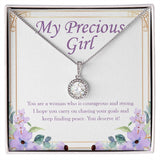 "Courageous And Strong Woman" Precious Girl Necklace Gift From Mom Dad Eternal Hope Pendant Jewelry Box Birthday Graduation Christmas Wedding