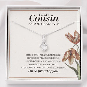 "Before You, All Your Dreams" Cousin Graduation Necklace Gift Alluring Beauty Pendant Jewelry Box