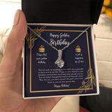"Happiness, Joy, and Love" Golden Birthday Necklace Gift From Daughter Son Friends Co-Worker Alluring Beauty Pendant Jewelry Box