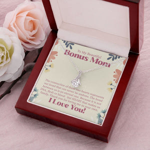 "Two Hearts" Beautiful Bonus Mom Necklace Gift From Daughter Son Alluring Beauty Pendant Jewelry Box Birthday Thanksgiving Mothers Day Christmas