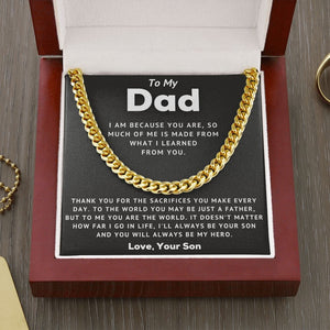 Necklace for Dad, Cuban Link Chain Necklace, Birthday Gift for Dad, Father's Day Gift, Best Gift Idea for Dad
