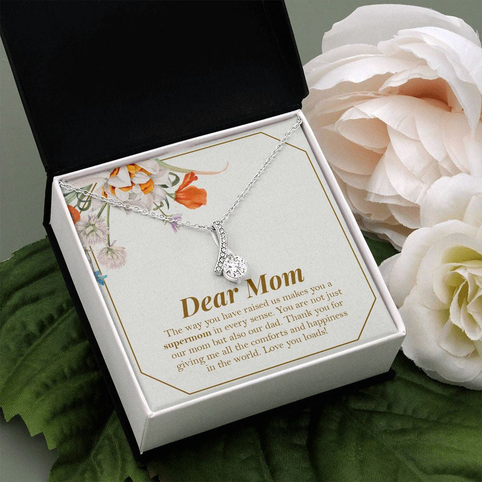 "Supermom In Every Sense" Single Mom Necklace Gift From Daughter Son Alluring Beauty Pendant Jewelry Box Mothers Day Birthday Christmas Valentines