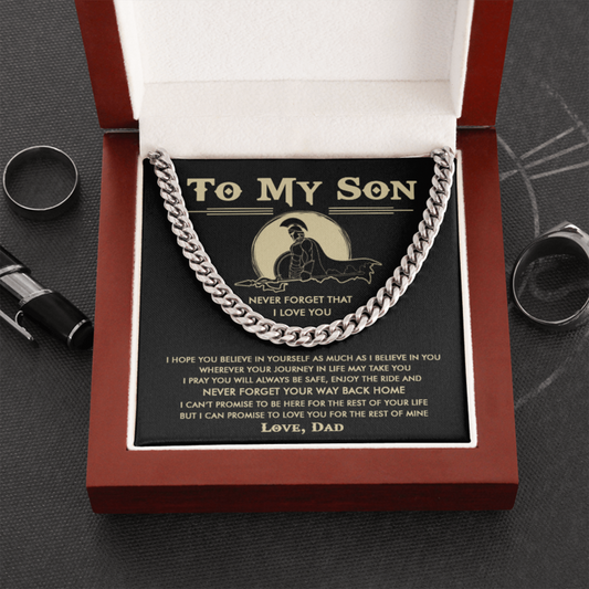 To My Son - Enjoy The Ride And Never Forget Your Way Back Home - Cuban Link Chain Necklace