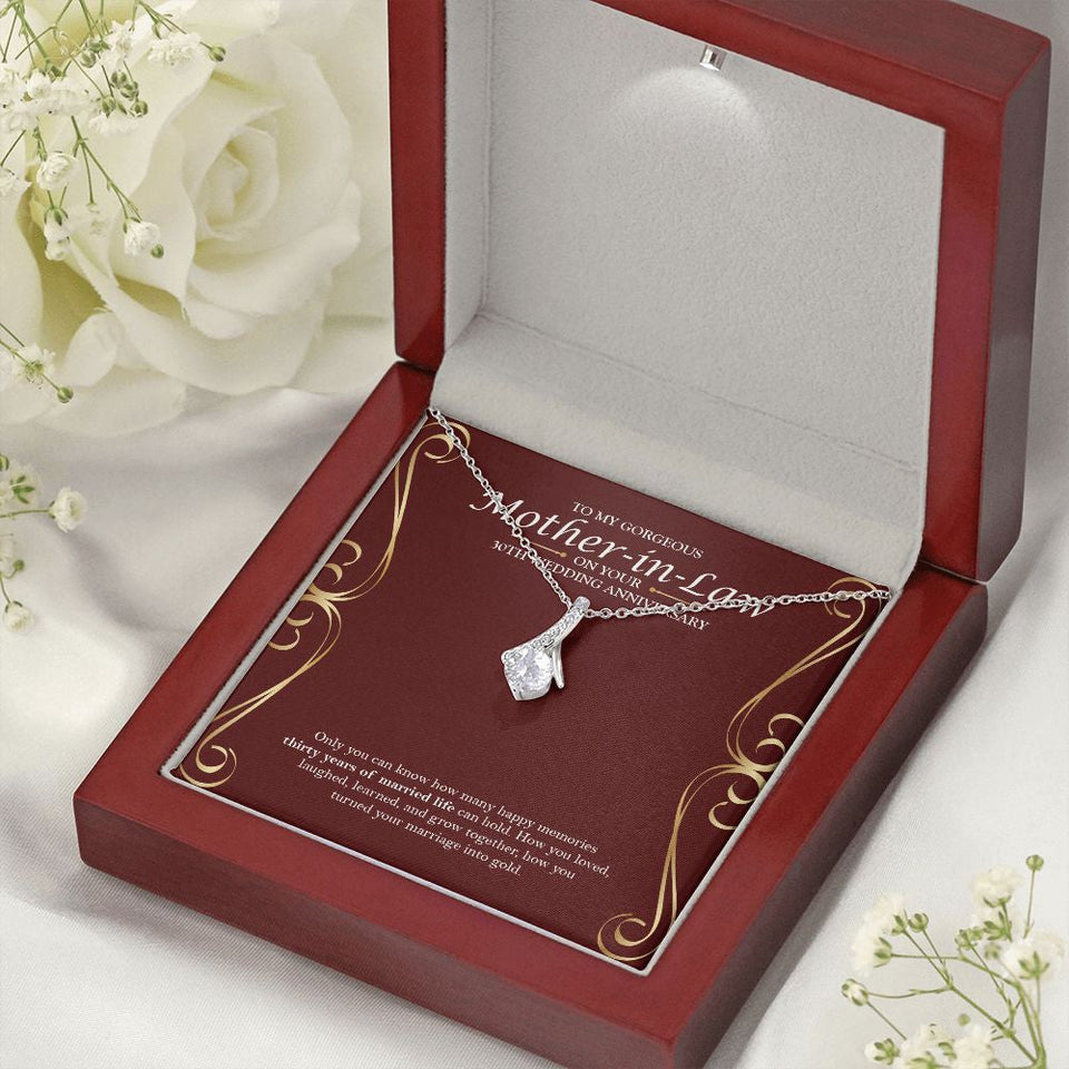 "Thirty Years Of Memories" Gorgeous Mother In Law 30th Wedding Anniversary Necklace Gift From Son-In-Law Daughter-In-Law Alluring Beauty Pendant Jewelry Box