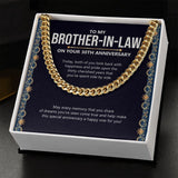 "Fifty Cherished Years" Brother In Law 30th Wedding Anniversary Necklace Gift From Sister-In-Law Brother-In-Law Cuban Link Chain Jewelry Box