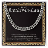 "My Sister My Bestfriend" Brother In Law 20th Wedding Anniversary Necklace Gift From Sister-In-Law Brother-In-Law Cuban Link Chain Jewelry Box