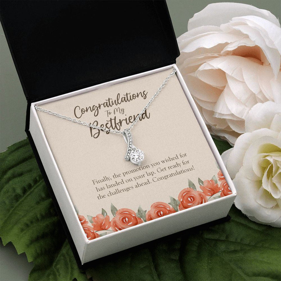 "The Challenges Ahead" Bestfriend Job Promotion Necklace Gift From BFF Bestie Colleague Alluring Beauty Pendant Jewelry Box