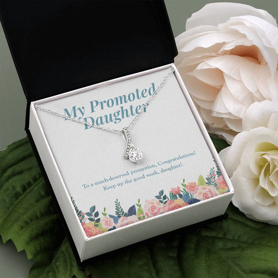 "Much Deserved" Daughter Job Promotion Necklace Gift From Mom Dad Parents Alluring Beauty Pendant Jewelry Box