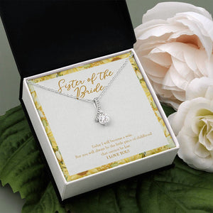 "Little Piece of Childhood" Sister of the Bride Wedding Day Necklace Gift Alluring Beauty Pendant Jewelry Box