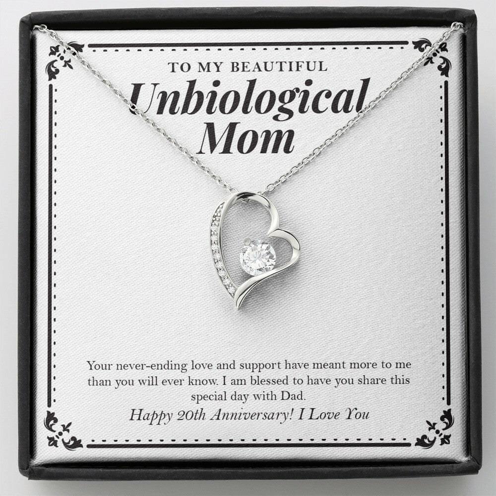 "Share This Special Day" Beautiful Unbiological Mom 20th Wedding Anniversary Necklace Gift From Daughter Son Forever Love Pendant Jewelry Box