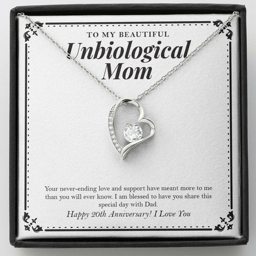 "Share This Special Day" Beautiful Unbiological Mom 20th Wedding Anniversary Necklace Gift From Daughter Son Forever Love Pendant Jewelry Box