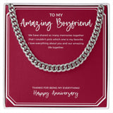 "Amazing Life Together" Amazing Boyfriend Anniversary Necklace Gift From Girlfriend Cuban Link Chain Jewelry Box