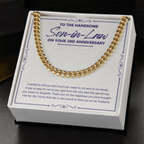 "So Easy To See" Handsome Son In Law 3rd Wedding Anniversary Necklace Gift From Mother-In-Law Father-In-Law Cuban Link Chain Jewelry Box