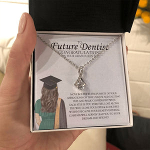 "Move Boldly" Future Dentist Graduation Necklace Gift From Mom Dad Grandpa Grandma Teacher Bestfriend Alluring Beauty Pendant Jewelry Box
