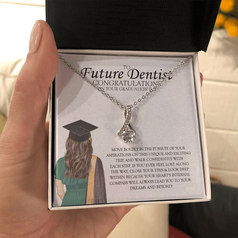 "Move Boldly" Future Dentist Graduation Necklace Gift From Mom Dad Grandpa Grandma Teacher Bestfriend Alluring Beauty Pendant Jewelry Box