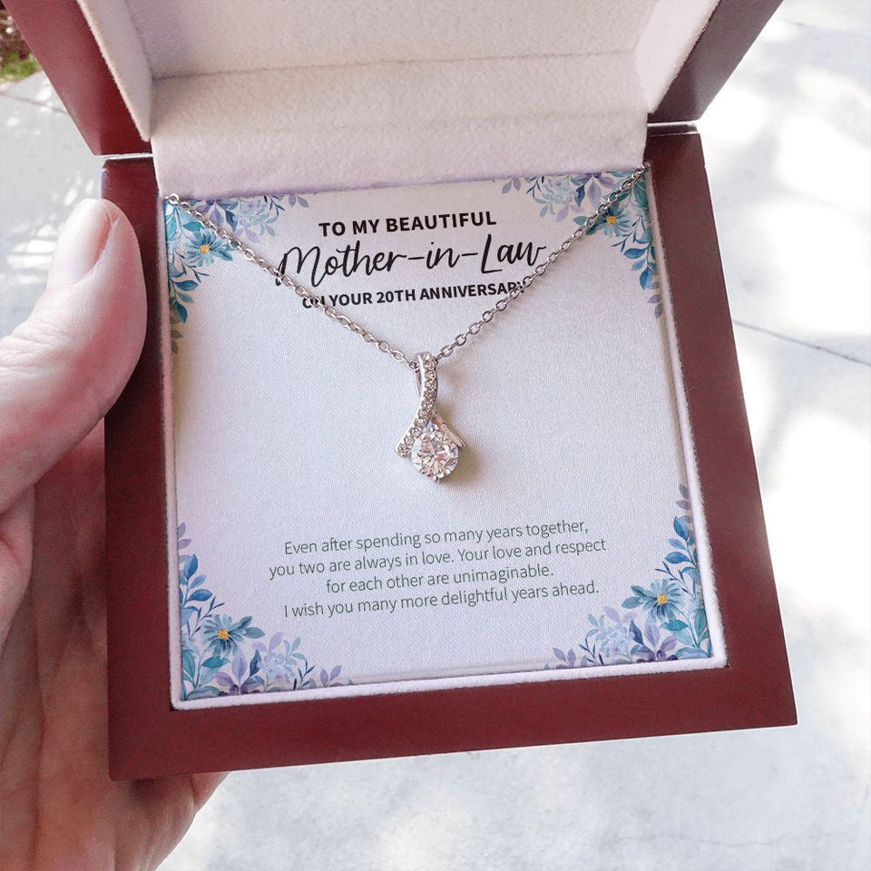 "Delightful Years Ahead" Beautiful Mother In Law 20th Wedding Anniversary Necklace Gift From Son-In-Law Daughter-In-Law Alluring Beauty Pendant Jewelry Box