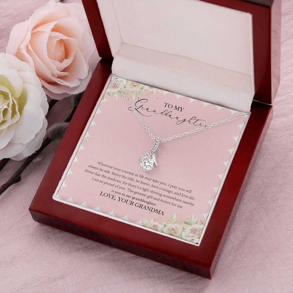 "The Greatest And Honor" Granddaughter Graduation Necklace Gift From Grandma Alluring Beauty Pendant Jewelry Box