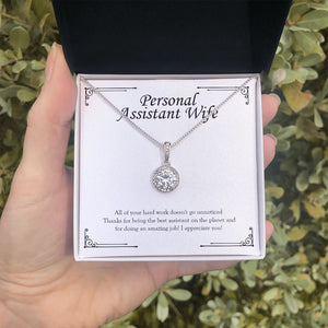 "Work Doesn't  Go Unnoticed" Personal Assistant Wife Necklace Gift From Husband Eternal Hope Pendant Jewelry Box Birthday Valentines Work Anniversary