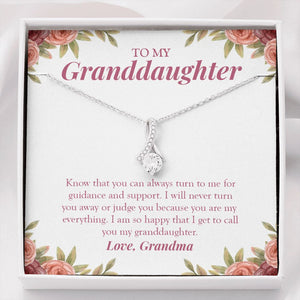 "You Can Always Turn To Me" Granddaughter Necklace Gift From Grandma Alluring Beauty Pendant Jewelry Box Birthday Christmas Graduation Thanksgiving