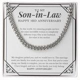 "In Completely Different Ways" Son-In-Law 3rd Wedding Anniversary Necklace Gift From Mother-In-Law Father-In-Law Cuban Link Chain Jewelry Box