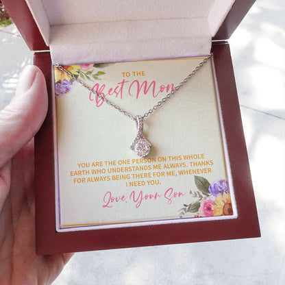 "Who understand me" Best Mom Necklace Gift From Son Daughter Alluring Beauty Pendant Jewelry Box Thanksgiving Birthday Christmas Mothers Day