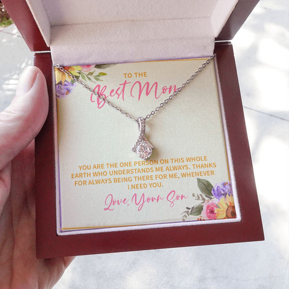 "Who understand me" Best Mom Necklace Gift From Son Daughter Alluring Beauty Pendant Jewelry Box Thanksgiving Birthday Christmas Mothers Day