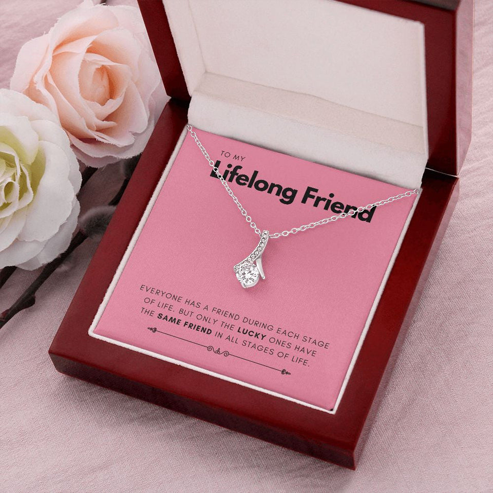 "Only The Lucky Ones" Lifelong Friend Necklace Gift From Bestfriend BFF Soul Sister Alluring Beauty Pendant Jewelry Box Birthday New Year Christmas Wedding