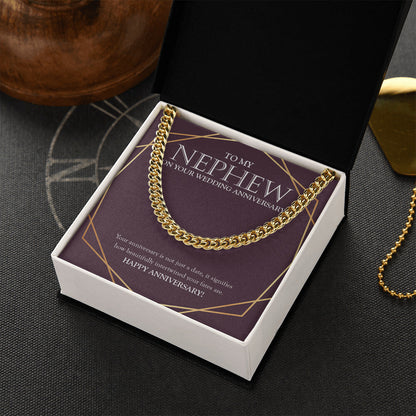 "Intertwined Fate" Nephew Wedding Anniversary Necklace Gift From Aunt Uncle Cuban Link Chain Jewelry Box