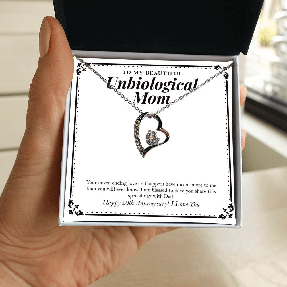 "Share This Special Day" Beautiful Unbiological Mom 20th Wedding Anniversary Necklace Gift From Daughter Son Forever Love Pendant Jewelry Box
