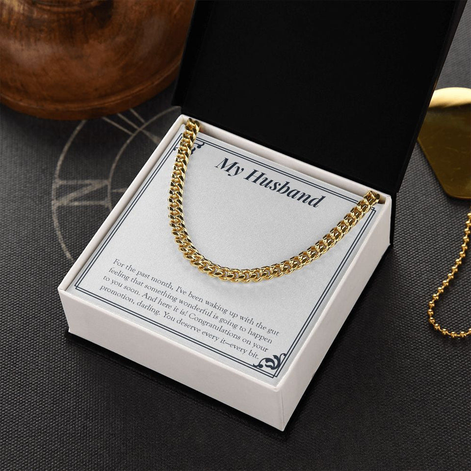 "Something Wonderful Is Gonna Happen" Husband Job Promotion Necklace Gift From Wife Cuban Link Chain Jewelry Box