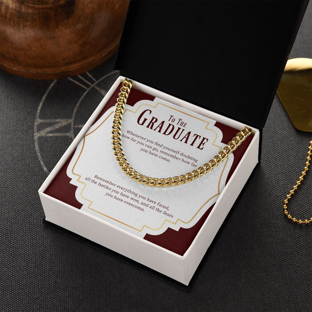 "How Far You Have Come" Graduation Necklace Gift From Parents Friends Family Cuban Link Chain Jewelry Box