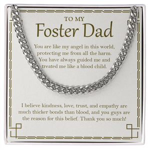 "Thicker Bonds Than Blood" Foster Dad Necklace Gift From Son Daughter Cuban Link Chain Jewelry Box Birthday Christmas Thanksgiving Valentines