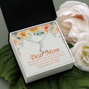 "Life's Golden Phase" Mom Retirement Necklace Gift From Son Daughter Children Alluring Beauty Pendant Jewelry Box