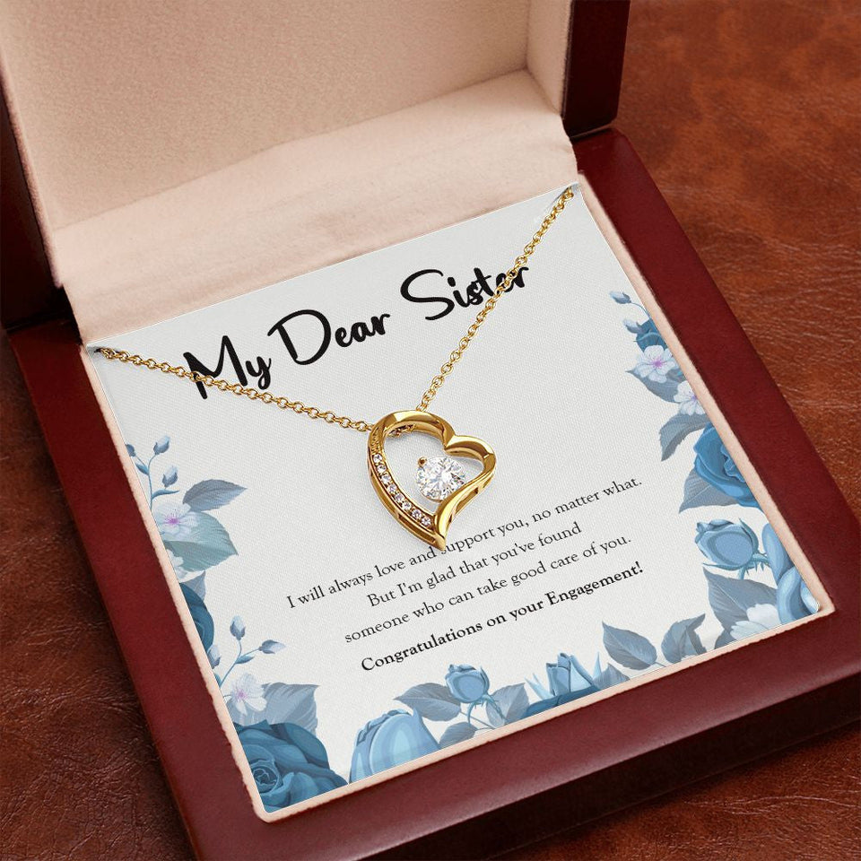 "Glad That You've Found" Sister Engagement Necklace Gift From Sis Brother Forever Love Pendant Jewelry Box