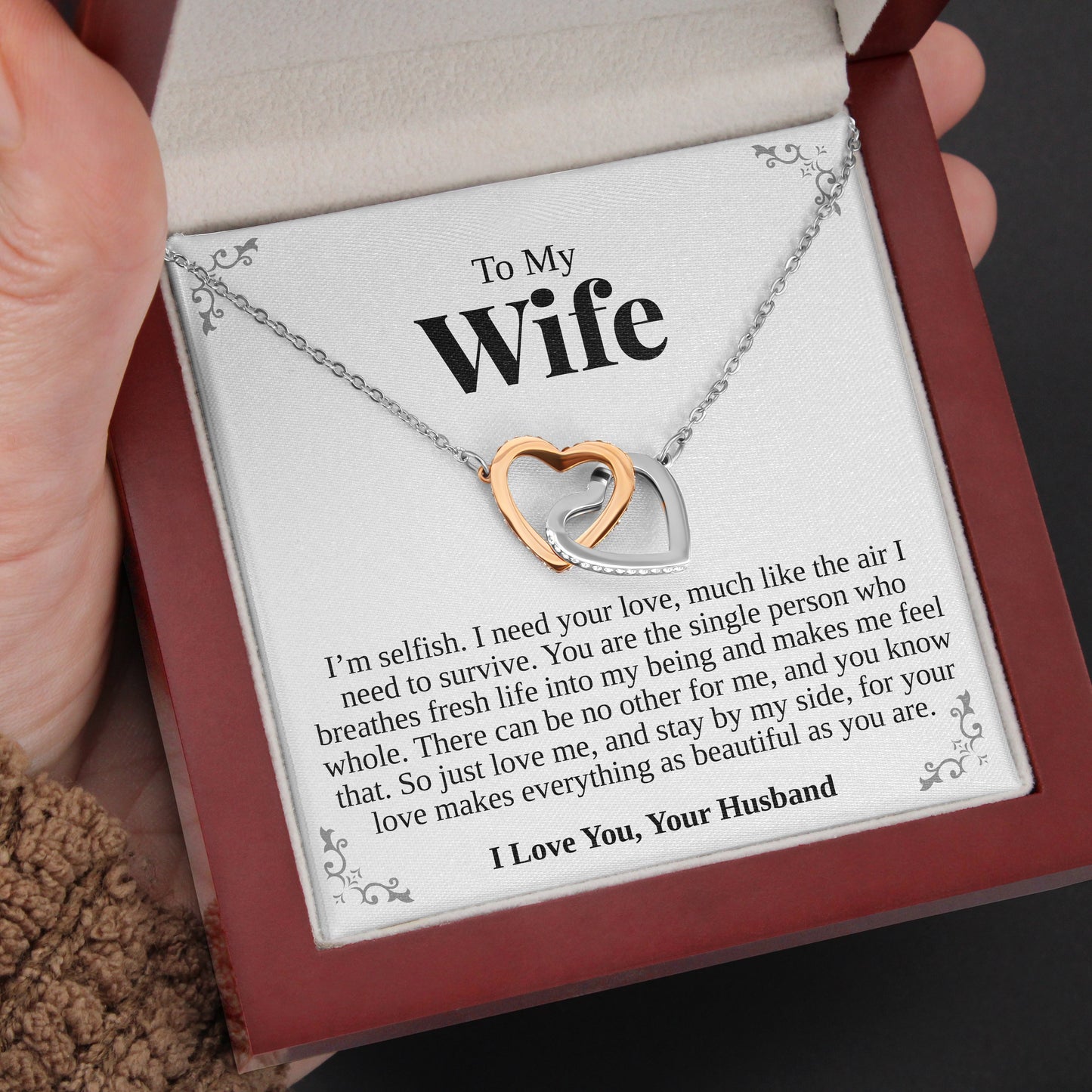 Interlocking Hearts Necklace- I See You, Your Grace, I Will Not Forget Gift For Wife, For Birthday, Christmas, Mother's Day