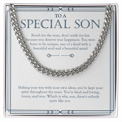 "With A Beautiful Soul" Special Son Necklace Gift From Mom Dad Cuban Link Chain Jewelry Box Graduation Birthday Thanksgiving Christmas