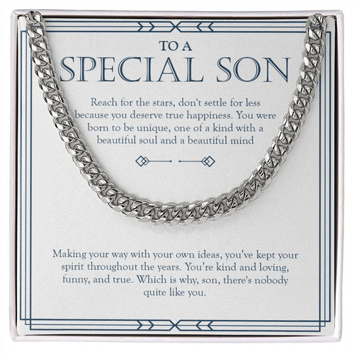 "With A Beautiful Soul" Special Son Necklace Gift From Mom Dad Cuban Link Chain Jewelry Box Graduation Birthday Thanksgiving Christmas