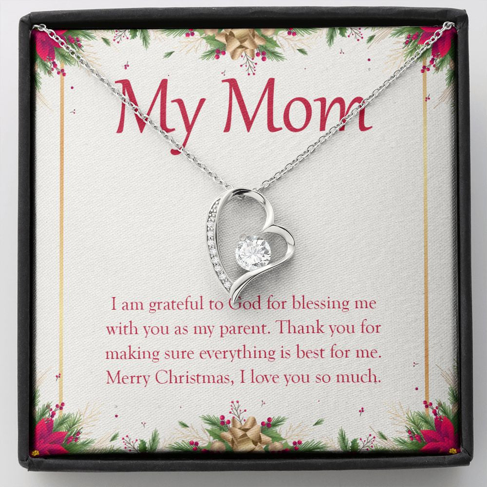 "Blessing Me With A Parent" Mom Christmas Necklace Gift From Daughter Son Forever Love Pendant Jewelry Box