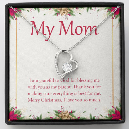 "Blessing Me With A Parent" Mom Christmas Necklace Gift From Daughter Son Forever Love Pendant Jewelry Box