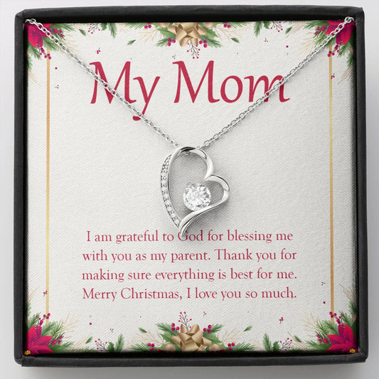 "Blessing Me With A Parent" Mom Christmas Necklace Gift From Daughter Son Forever Love Pendant Jewelry Box