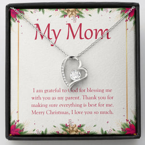 "Blessing Me With A Parent" Mom Christmas Necklace Gift From Daughter Son Forever Love Pendant Jewelry Box
