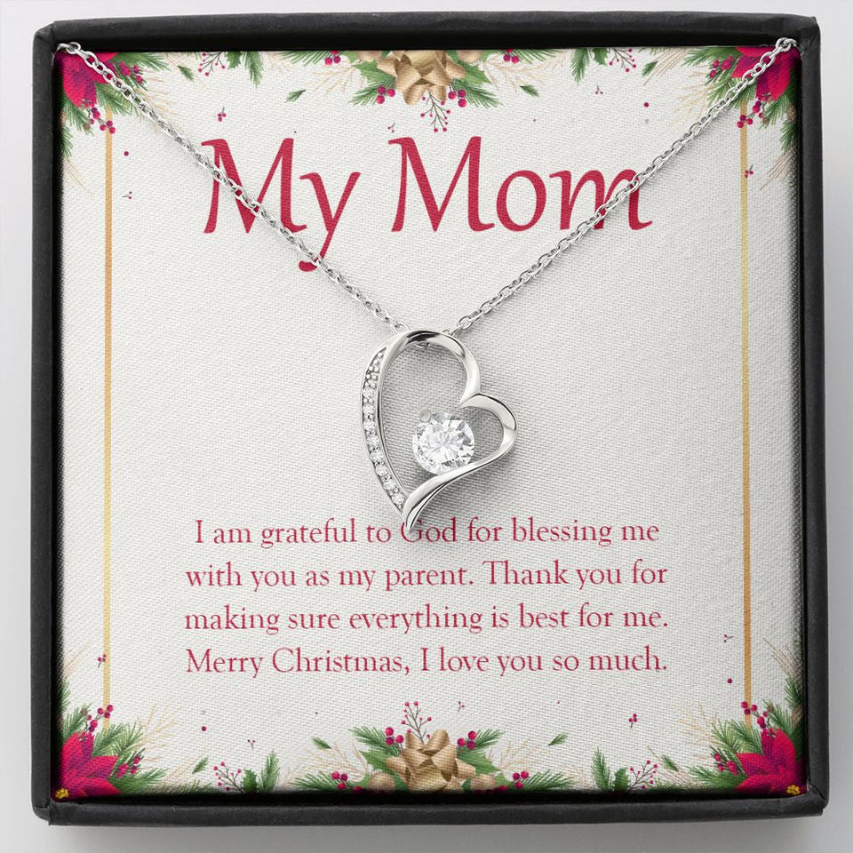 "Blessing Me With A Parent" Mom Christmas Necklace Gift From Daughter Son Forever Love Pendant Jewelry Box
