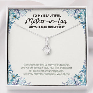 "Delightful Years Ahead" Beautiful Mother In Law 20th Wedding Anniversary Necklace Gift From Son-In-Law Daughter-In-Law Alluring Beauty Pendant Jewelry Box