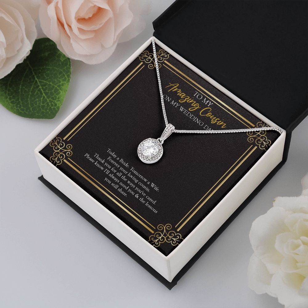 "Lessons You Share" Amazing Cousin Wedding Day Necklace Gift Eternal Hope Pendant Jewelry Box