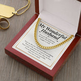 "I Am Me Because Of You" Wonderful Husband Necklace Gift From Wife Cuban Link Chain Jewelry Box Birthday Anniversary Valentines Christmas