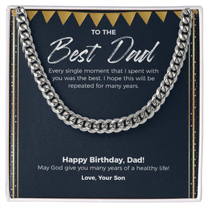 "The Best Moment" Best Dad Birthday Necklace Gift From Son Cuban Link Chain Jewelry Box