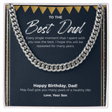 "The Best Moment" Best Dad Birthday Necklace Gift From Son Cuban Link Chain Jewelry Box