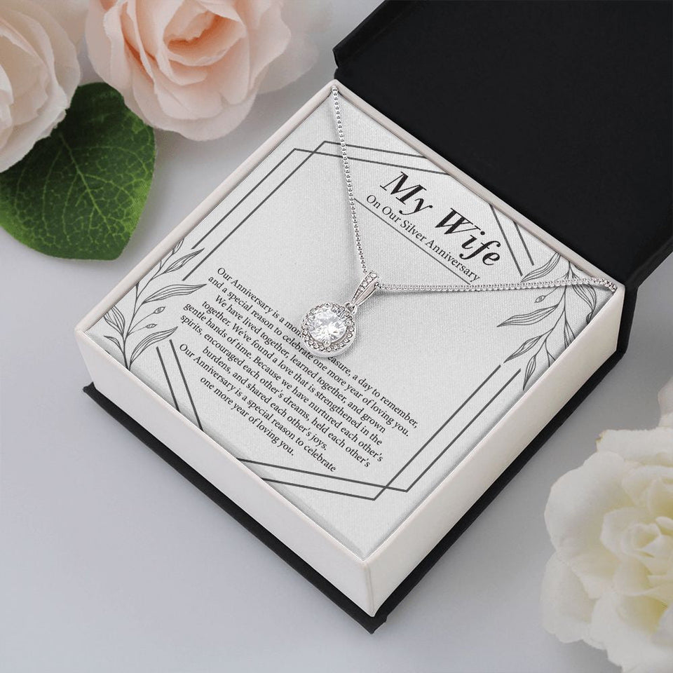 "Moment Of Treasure" Wife Silver Wedding Anniversary Necklace Gift From Husband Eternal Hope Pendant Jewelry Box